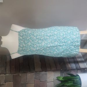 American Eagle Green spaghetti straps with white flowers size medium dress